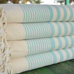 "Turquoise Terry Towel, Turkish Bath Towel, 40""x65" - thumbnail 2