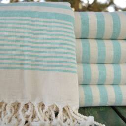 "Turquoise Terry Towel, Turkish Bath Towel, 40""x65" - thumbnail 3
