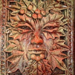Set Of 7 Green Man Leaf Mythical Season Faces Gothic Art Forest Mask - thumbnail 3