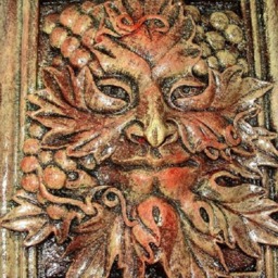 Set Of 7 Green Man Leaf Mythical Season Faces Gothic Art Forest Mask - thumbnail 4