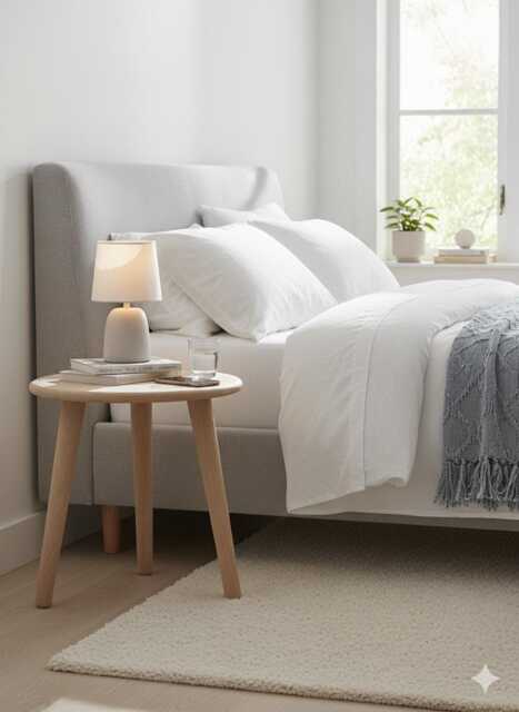 Wooden Side Table - Mid Century Modern Small Round With Tapered Legs Scandi Style Furniture - image 1