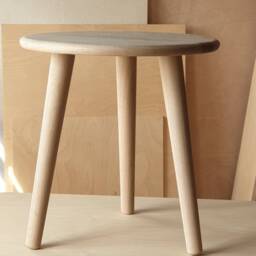 Wooden Side Table - Mid Century Modern Small Round With Tapered Legs Scandi Style Furniture - thumbnail 2