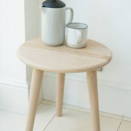 Wooden Side Table - Mid Century Modern Small Round With Tapered Legs Scandi Style Furniture - thumbnail 4