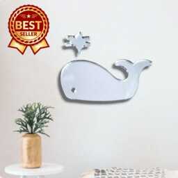 Whale Large Acrylic Mirror Wall Art - Custom Sizes, Shapes & Colours