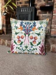 1239. Lichen Indigo/ Teracotta 100% Cotton Cushion Cover, Various Sizes - thumbnail 1