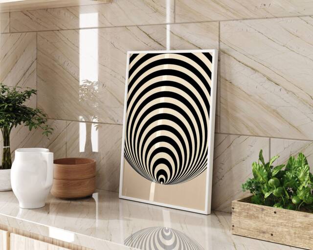 Bauhaus Spiral Ten Modern Abstract Wall Art Print Geometric Beige Black Minimalist Design Living Room Decor Framed Unframed Gift - image 1