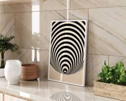 Bauhaus Spiral Ten Modern Abstract Wall Art Print Geometric Beige Black Minimalist Design Living Room Decor Framed Unframed Gift - thumbnail 1