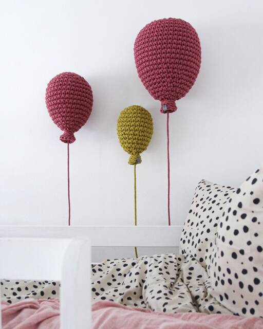 Set Of 3 Crochet Balloons - Nursery Decoration, Baby Shower Gift - image 1