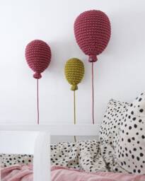 Set Of 3 Crochet Balloons - Nursery Decoration, Baby Shower Gift - thumbnail 1