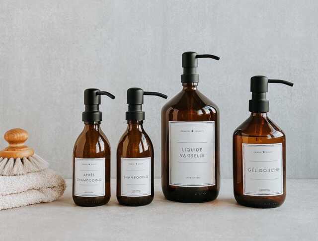 Apothecary Bottle - Zero Waste Glass Refillable Soap Dispenser Eco-Friendly Amber - image 1