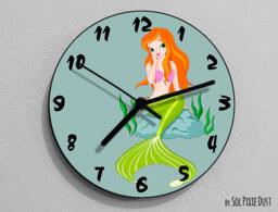 Ariel Mermaid Wall Clock - Sea Life Kids Nursery Room, Teens Baby Room - thumbnail 1