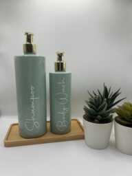 Personalised Sage Green Soap Dispenser Bottle With Gold Pump 250Ml & 500Ml