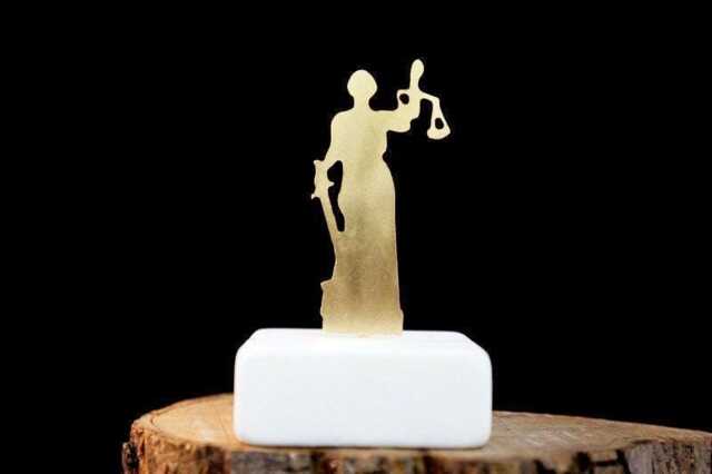 Gold Statue Of Lady Justice, Gold-Plated Bronze Sculpture, Home Decor Sculpture On Marble Base - image 1