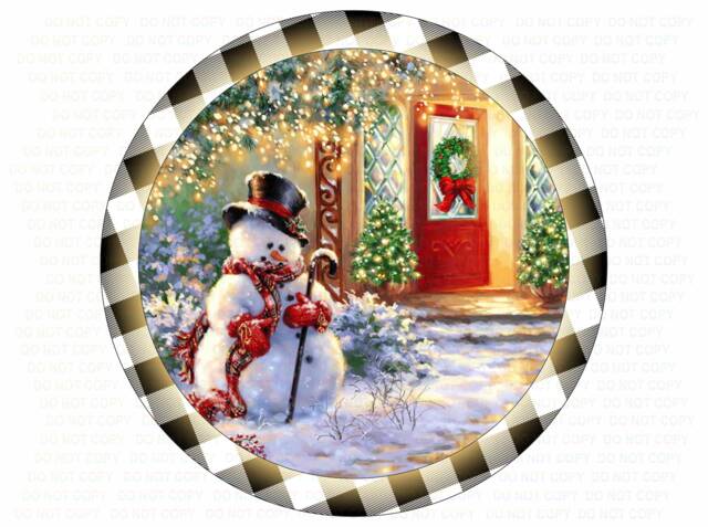 Snowman Wreath Sign, Xmas Cute Snowman Sign UK, Scene, UK - image 1