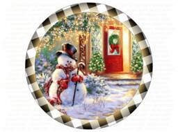 Snowman Wreath Sign, Xmas Cute Snowman Sign UK, Scene, UK - thumbnail 1