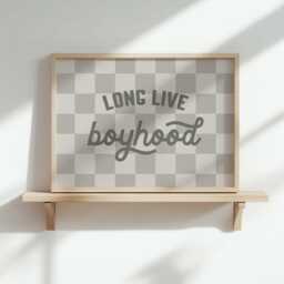 Long Live Boyhood Print Grey Checkered Kids Room Decor - thumbnail 2