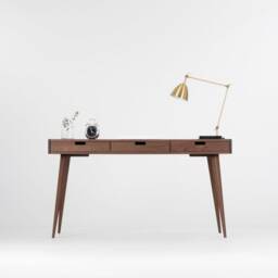 Oak Study Desk With White Drawers - Mid-Century Scandinavian Style Home Office Furniture - thumbnail 2
