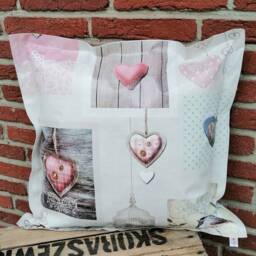 Decorative Cushion in The Garden - Hearts Shabby Chic Weatherproof Made Of Oilcloth - thumbnail 2