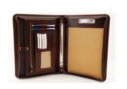 Italian Leather Custom Portfolio, 3 Ring Binder, Padfolio Clipboard, Unique, Professional Business Portfolio, Man, Wamen With Handle Brown