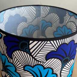 African Wax Print Fabric Lampshade With Blue & White Floral Wedding Design, Pendant Light, Lighting, Table Lamp, Floor Lamp - thumbnail 4