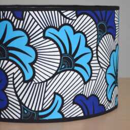 African Wax Print Fabric Lampshade With Blue & White Floral Wedding Design, Pendant Light, Lighting, Table Lamp, Floor Lamp - thumbnail 3