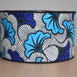 African Wax Print Fabric Lampshade With Blue & White Floral Wedding Design, Pendant Light, Lighting, Table Lamp, Floor Lamp - thumbnail 2