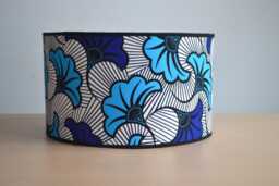 African Wax Print Fabric Lampshade With Blue & White Floral Wedding Design, Pendant Light, Lighting, Table Lamp, Floor Lamp - thumbnail 1