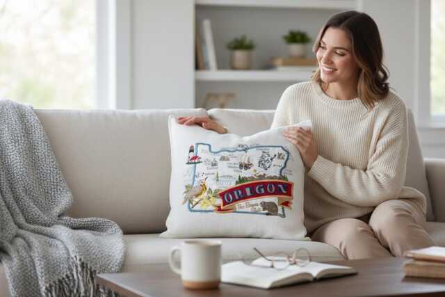 Oregon State Pillow With Feather Insert - image 1