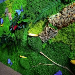 Preserved Moss Wall Art Handmade Panel Set With Mushrooms & Butterflies - thumbnail 3
