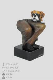 Boxer, Dog Marble Statue, Painted, Limited Edition, Make Your Own Artdog. Made Of Cold Cast Bronze. Perfect Gift. Limited Edition