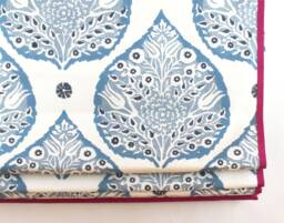 Galbraith & Paul Lotus Custom Roman Shades - Shown in Denim On Logan White With Fuchsia Trim-Comes Many Colors Made To Order - thumbnail 1