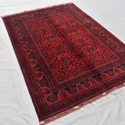 Handmade Afghan Bukhara Wool Rug - 6.11 X 4.10 Ft - thumbnail 3