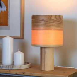 Elegant Olive Wood Bedside Lamp For Rustic Chic Deco, Handcrafted Nightlight Scandinavian Decor - thumbnail 2