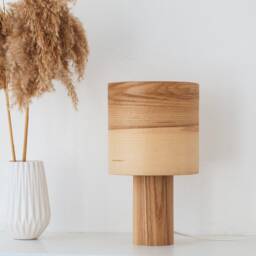 Elegant Olive Wood Bedside Lamp For Rustic Chic Deco, Handcrafted Nightlight Scandinavian Decor - thumbnail 3