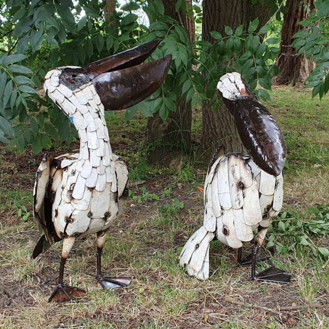 Recycled Metal Pelican Sculpture. Outdoor Garden Sculptures, Statues. Pelicans - Safe Place To Leave Parcel Needed -Large Box Delivery - image 1
