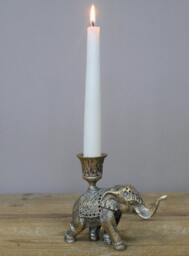 Set Of 2 Rustic Gold Indian Elephant Candlestick Holder - Home Accessories Themed Candle Holder- Gift - thumbnail 4
