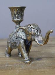 Set Of 2 Rustic Gold Indian Elephant Candlestick Holder - Home Accessories Themed Candle Holder- Gift - thumbnail 3
