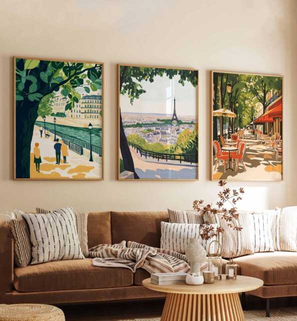 Set Of 3 Paris Posters, France Travel Prints, French City Wall Art Set, Eiffel Tower Decor, Gift, European Posters - image 1