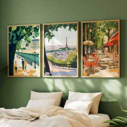 Set Of 3 Paris Posters, France Travel Prints, French City Wall Art Set, Eiffel Tower Decor, Gift, European Posters - thumbnail 2