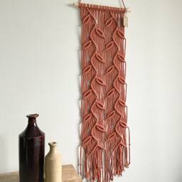 Terracotta Wall Art, Textile Hanging, Autumnal Leaves Decor, Irish Handmade - thumbnail 2