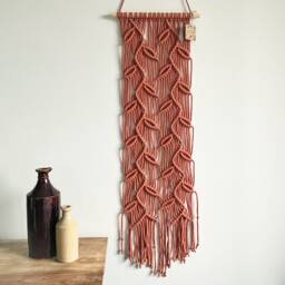 Terracotta Wall Art, Textile Hanging, Autumnal Leaves Decor, Irish Handmade