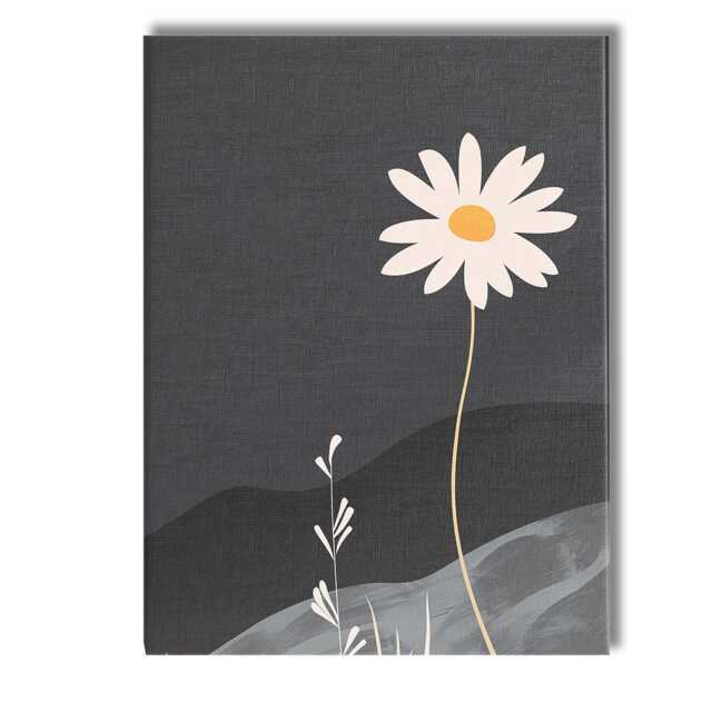Minimalist White Daisy Wildflower Dark Landscape Botanical Canvas Wall Art Print Decor Picture Ready To Hang - image 1