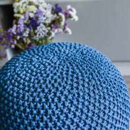 Chunky Knit Pouf, Indigo Ottoman, Floor Pillow, Large&small Nursery Decor, Large Cushion, Footstool, Scandinavian Pouf - thumbnail 4
