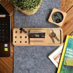 Modular Beech Wood Desk Organizer, Phone & Pen Holder - thumbnail 3
