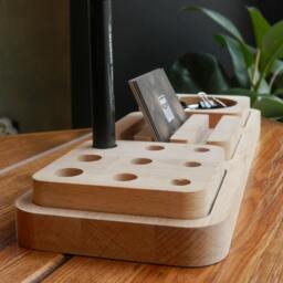 Modular Beech Wood Desk Organizer, Phone & Pen Holder - thumbnail 4