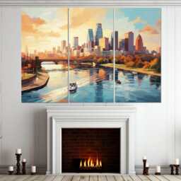 Abstract Minneapolis Canvas Print, Skyline, Painting, Wall Art, Framed & Ready To Hang - thumbnail 3