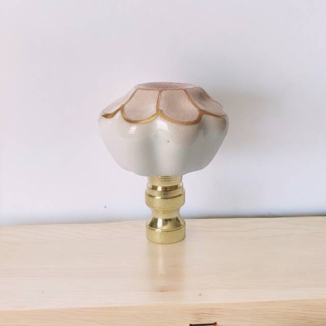 Porcelain Lamp Shade Finials, Harp Toppers, Set Of 2 - image 1