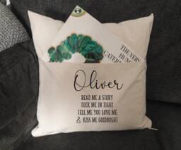 Book Nook, Personalised Book Cushion, Cushion Pocket For Books, World Day, Personalised, Childs - thumbnail 1