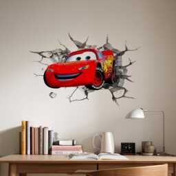 Cars Lighting Mcqueen Character Design Wall Cracked Vinyl Graphic Sticker Glossy - thumbnail 2