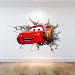 Cars Lighting Mcqueen Character Design Wall Cracked Vinyl Graphic Sticker Glossy - thumbnail 1